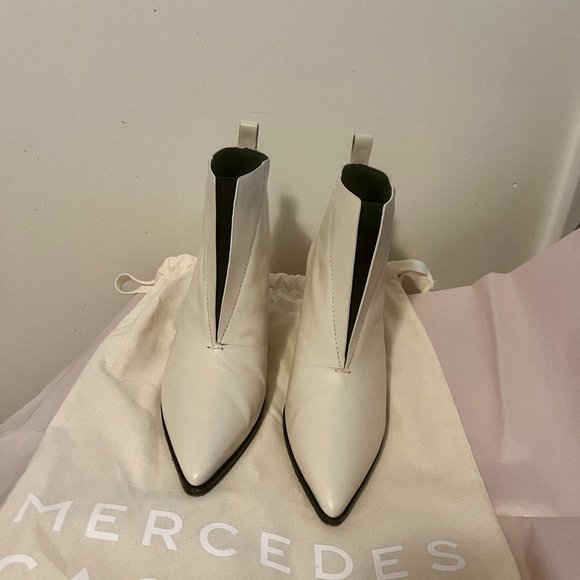 Mercedes Castillo Kasuri Pointy Toe Booties Ankle Boots Ivory Size 6 / 36 - Picture 6 of 8